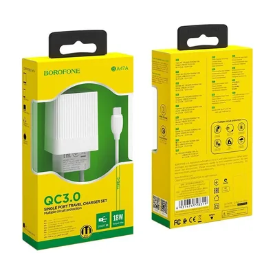 Charger Type C BA47A Mighty Speed QC3.0 Set with Cable White
