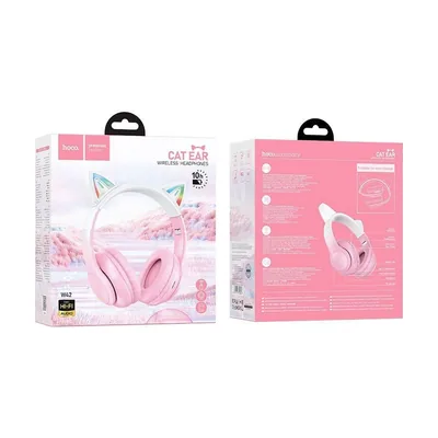 Hoco W42 Cat Ears Ασύρματα/Ενσύρματα Over Ear με 12 ώρες Λειτουργίας Cherry Blossom