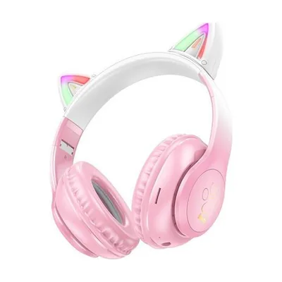 Hoco W42 Cat Ears Ασύρματα/Ενσύρματα Over Ear με 12 ώρες Λειτουργίας Cherry Blossom