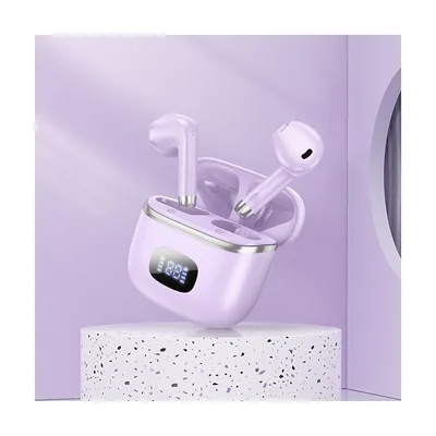 Hoco EQ1 Earbud Bluetooth Handsfree Ακουστικά με Θήκη Φόρτισης Μωβ