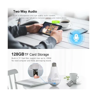 Escam QP136 Light Bulb 360 Degrees VR Panoramic 1.3MP Wi-Fi