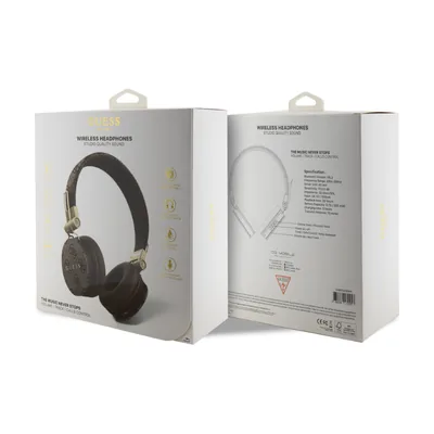 Guess Metal Logo Wireless/Wired On-Ear Headphones – Brown